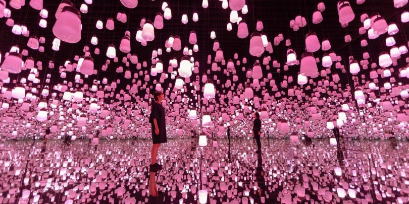 呼应灯森林 - 一笔, 樱花 / Forest of Resonating Lamps - One Stroke, Cherry Blossoms